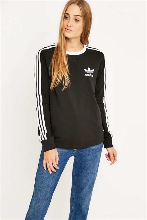 adidas originals black three stripe long sleeve t shirt